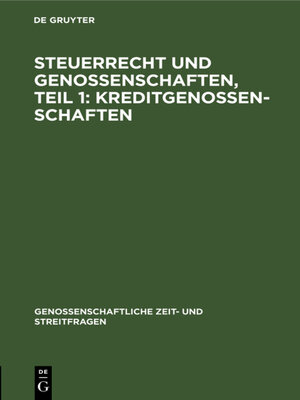 cover image of Steuerrecht und Genossenschaften, Teil 1